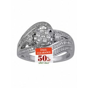 Women's 93 Diamonds, Slip on Sterling Silver imported Party Ring 1/2 CT. T.W.